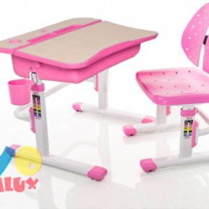 Комплект  Mealux EVO-03: парта + стул, цвет клен/розовый